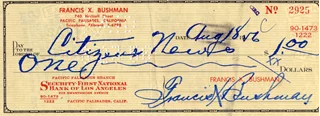 Francis X. Bushman autograph