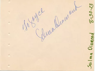 Selma Diamond autograph