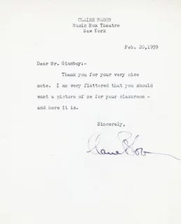 Claire Bloom autograph