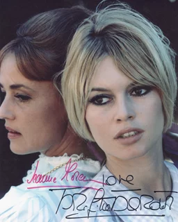 Brigitte Bardot and Jeanne Moreau autograph