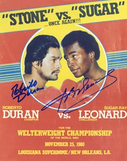 Sugar Ray Leonard and Roberto Duran autograph