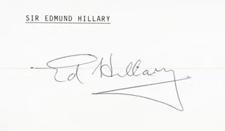 Sir Edmund Hillary autograph