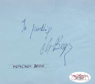 Menachem Begin autograph
