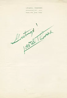 Lowell Thomas autograph