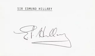 Sir Edmund Hillary autograph