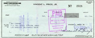 Vincent Price autograph