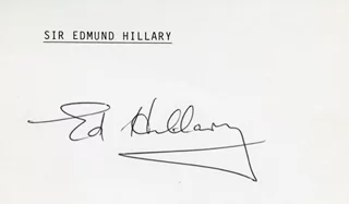 Sir Edmund Hillary autograph