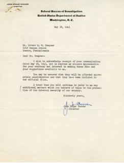 John Edgar Hoover autograph