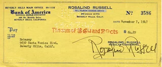 Rosalind Russell autograph