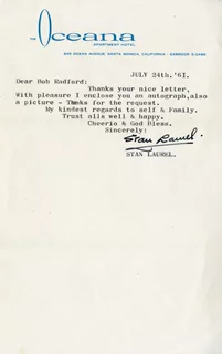 Stan Laurel autograph
