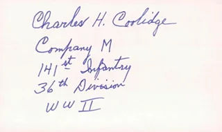Charles H. Coolidge autograph
