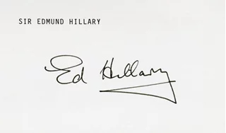 Sir Edmund Hillary autograph