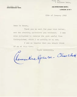 Clementine Spencer-Churchill autograph