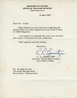 Lyman Lemnitzer autograph