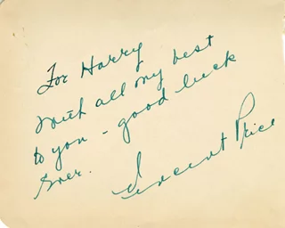 Vincent Price autograph