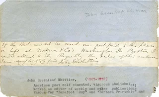 John Greenleaf Whittier autograph