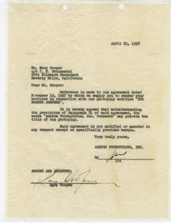 Gary Cooper autograph