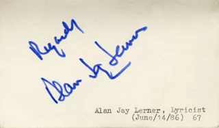 Alan Jay Lerner autograph