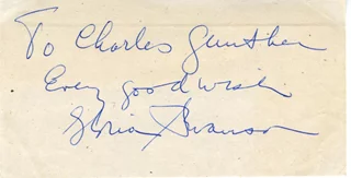 Gloria Swanson autograph
