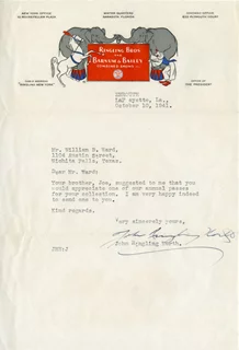 John Ringling North autograph