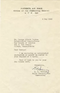 Nathan Farragut Twining autograph