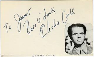 Elisha Cook autograph
