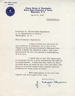 J. Edgar Hoover autograph