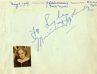 Miriam Hopkins autograph