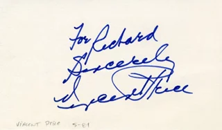 Vincent Price autograph
