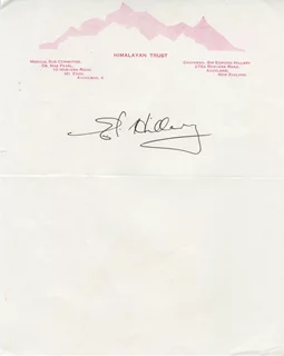Sir Edmund Hillary autograph
