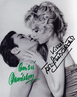 Brigitte Bardot and Alain Delon autograph