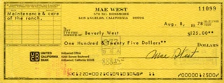 Mae West autograph