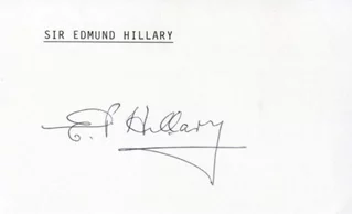 Sir Edmund Hillary autograph