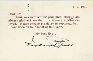 Vincent Price autograph