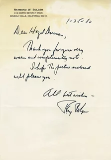 Ray Bolger autograph