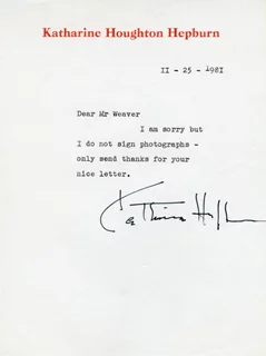 Katharine Hepburn autograph