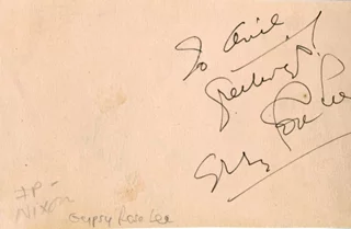 Gypsy Rose Lee autograph