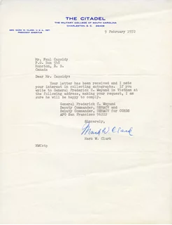 Mark W. Clark autograph