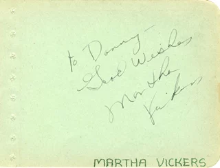 Martha Vickers autograph