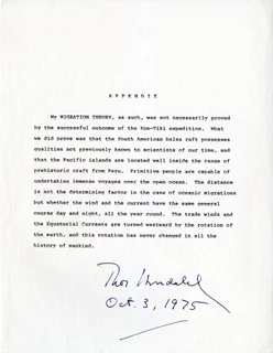 Thor Heyerdahl autograph