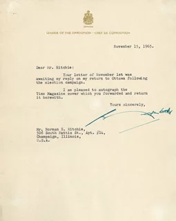 John Diefenbaker autograph