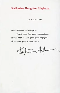 Katharine Hepburn autograph
