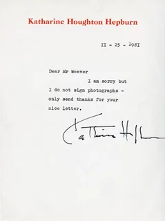 Katharine Hepburn autograph