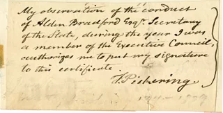 Timothy Pickering autograph