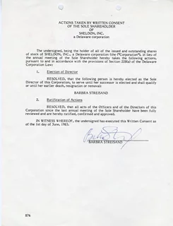 Barbra Streisand autograph