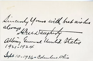 Harry M. Daugherty autograph