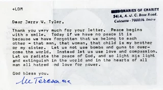 Mother Teresa autograph