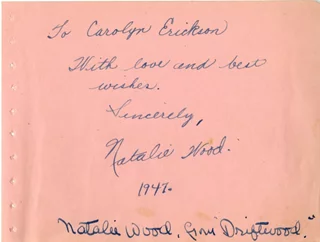 Natalie Wood autograph