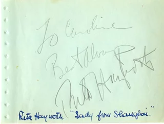 Rita Hayworth autograph