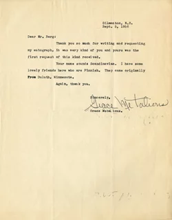 Grace Metalious autograph
